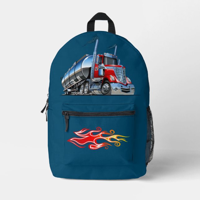 Cartoon tanker truck printed backpack (Front)