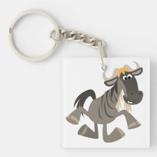 Cartoon Tap Dancing Wildebeest Acrylic Keychain