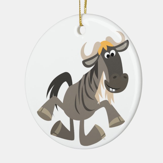 Cartoon Tap Dancing Wildebeest Ornament (Left)