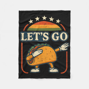 Cartoon Tariff Taco Dab Artwork Retro Sunset Style Fleece Blanket