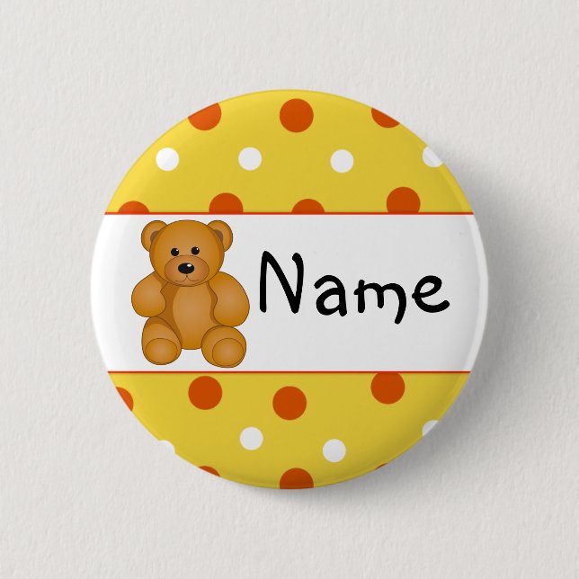 Cartoon Teddy Design 2 Inch Round Button (Front)