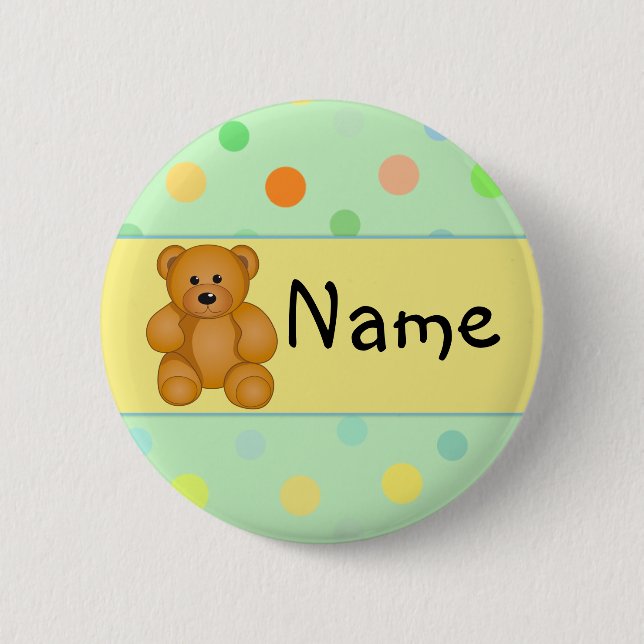 Cartoon Teddy Design 2 Inch Round Button (Front)