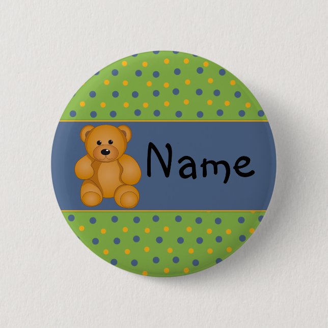 Cartoon Teddy Design 2 Inch Round Button (Front)