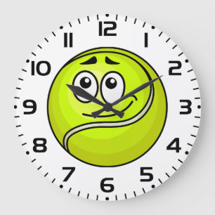 Cartoon Tennis Ball Emoji Face Happy Sports Large Clock
