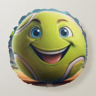 Cartoon Tennis Ball Round Coussin - Whimsun Fun