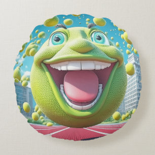 Cartoon Tennis Ball Round Pillow – Whimsical Fun