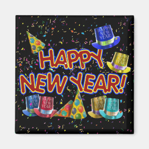 Cartoon Text w/Party Hats & Confetti Magnet