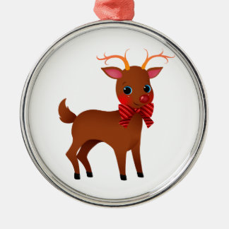 Cartoon the Red-Nosed Reindeer w/ Bow Tie Metal Ornament