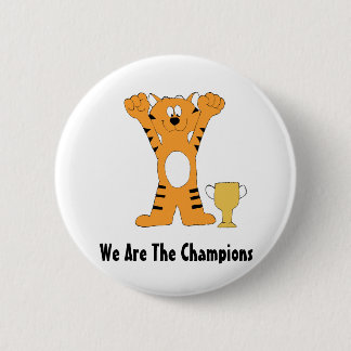 Cartoon Tiger Champion With Trophy 2 Inch Round Button