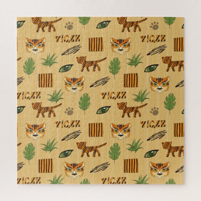 Cartoon Tiger: Cheerful Children's Pattern. Jigsaw Puzzle (Vertical)