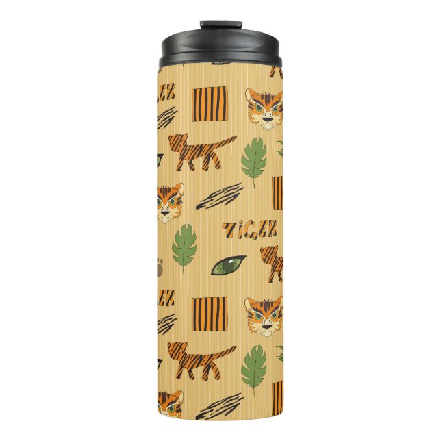 Cartoon Tiger: Cheerful Children's Pattern. Thermal Tumbler (Front)