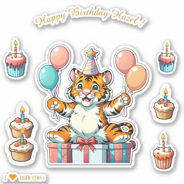 Cartoon Tiger Cub - Happy Birthday Personalized (Front)