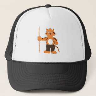 Cartoon Tiger With Pool Cue Trucker Hat
