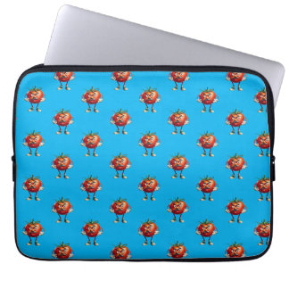Cartoon Tomato with Moustache and Arms Laptop Sleeve