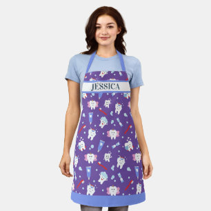 Cartoon Tooth Fairy Dental Hygienist Custom Name Apron