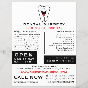Cartoon Tooth Logo, Dentistry, Dentist Advertising Flyer