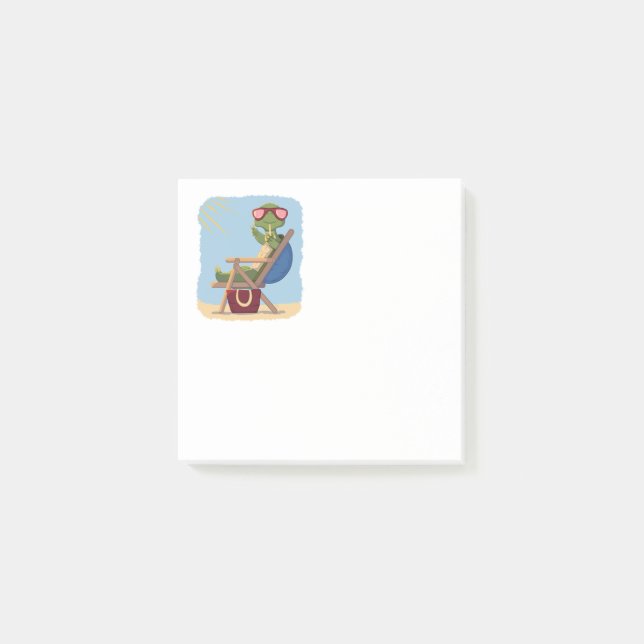 Cartoon Tortoise with Sunglasses Relaxing on Beach Post-it Notes (Front)