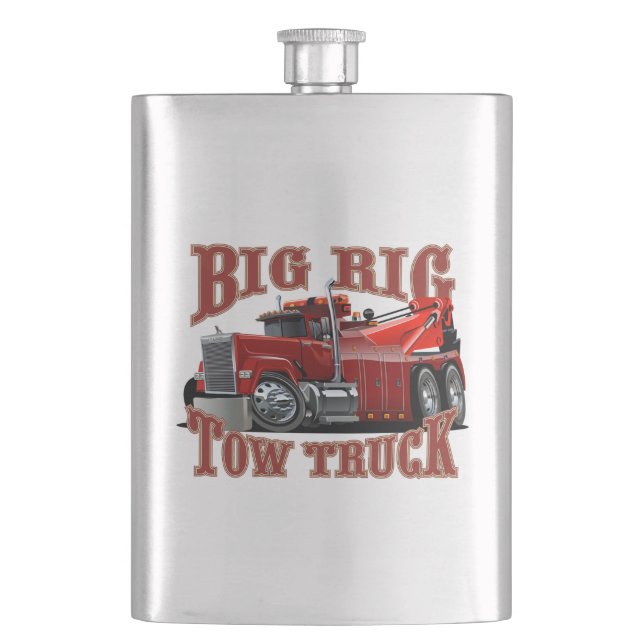 Cartoon tow truck hip flask (Front)