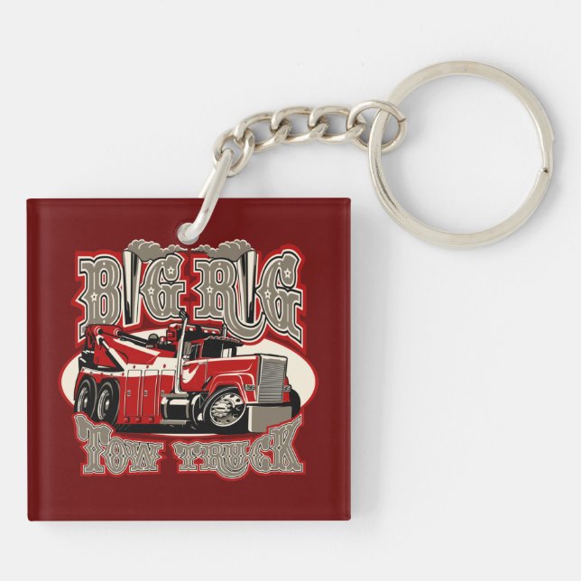 Cartoon tow truck keychain (Back)