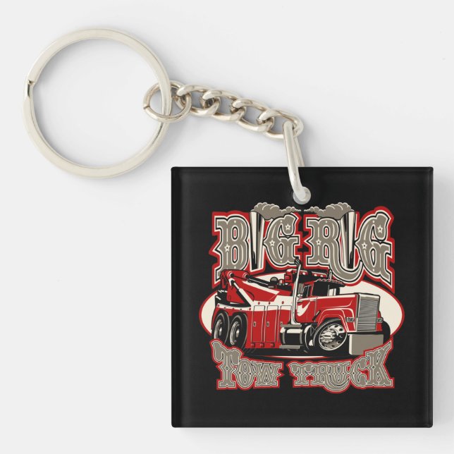 Cartoon tow truck keychain (Front)