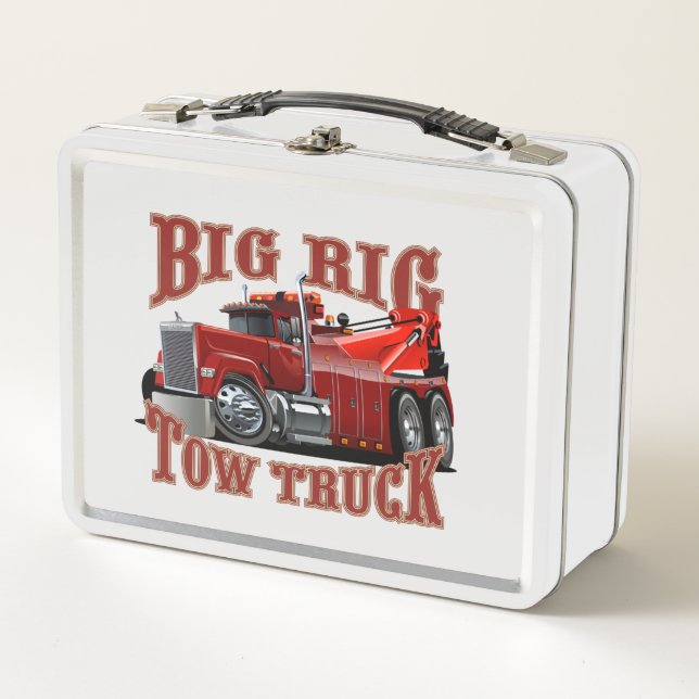 Cartoon tow truck metal lunch box (Front)