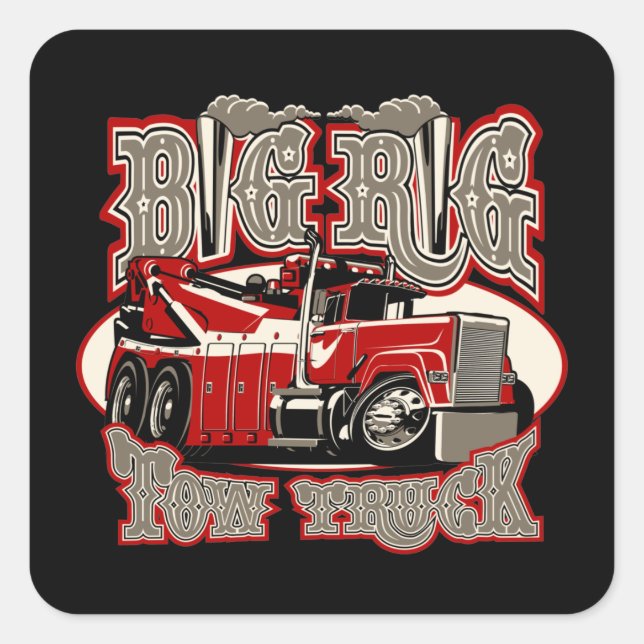 Cartoon tow truck square sticker (Front)