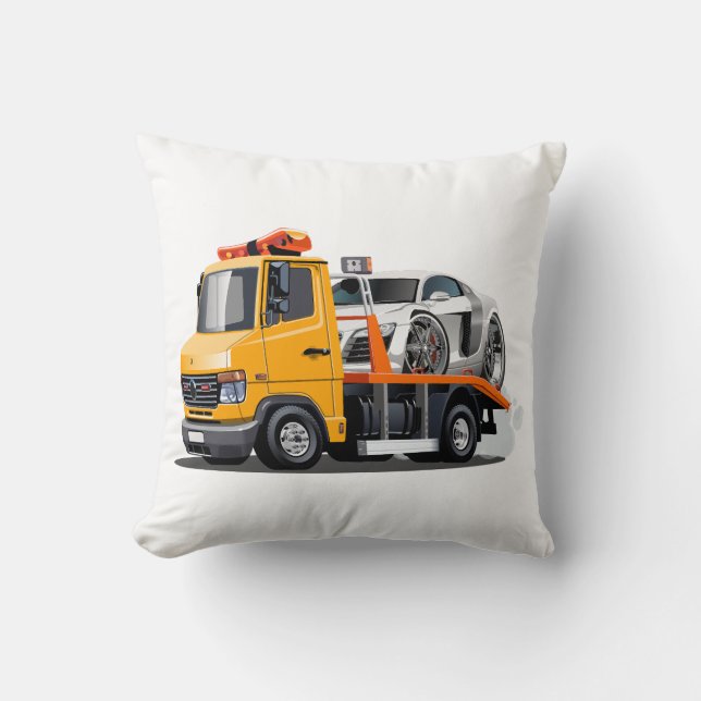 Cartoon tow truck throw pillow (Front)