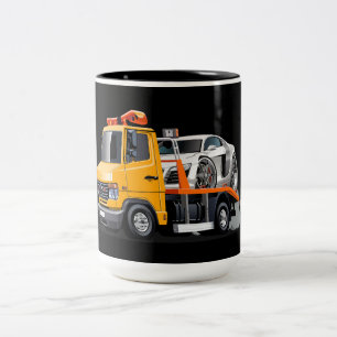 Cartoon tow truck Two-Tone coffee mug