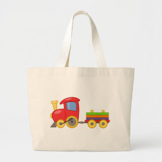 Cartoon Train Large Tote Bag