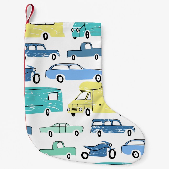 Cartoon Transport: City Kids' Fun. Small Christmas Stocking (Front)