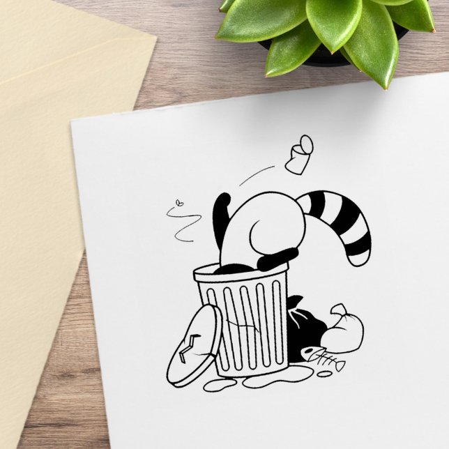 Cartoon Trash Can Raccoon Rubber Stamp (Creator Uploaded)