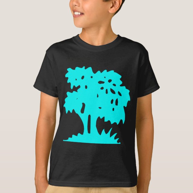 Cartoon Tree - Cyan T-Shirt (Front)