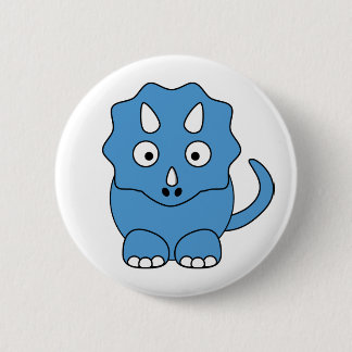 Cartoon Triceratops (blue) 2 Inch Round Button