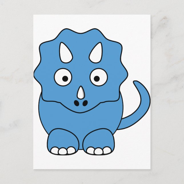 Cartoon Triceratops (blue) Postcard (Front)