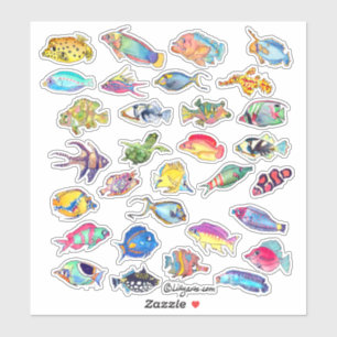 Cartoon Tropical Reef  Fish 2 Watercolor
