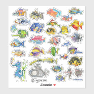Cartoon Tropical Reef  Fish 3 Watercolor