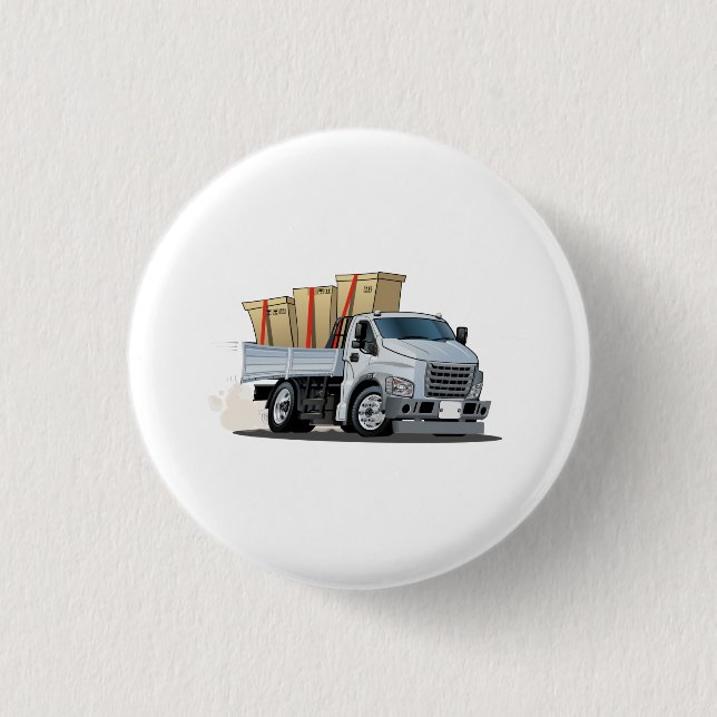 Cartoon truck 1 inch round button (Front)