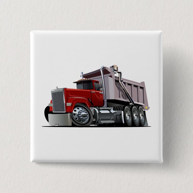 Cartoon truck 2 inch square button (Front)