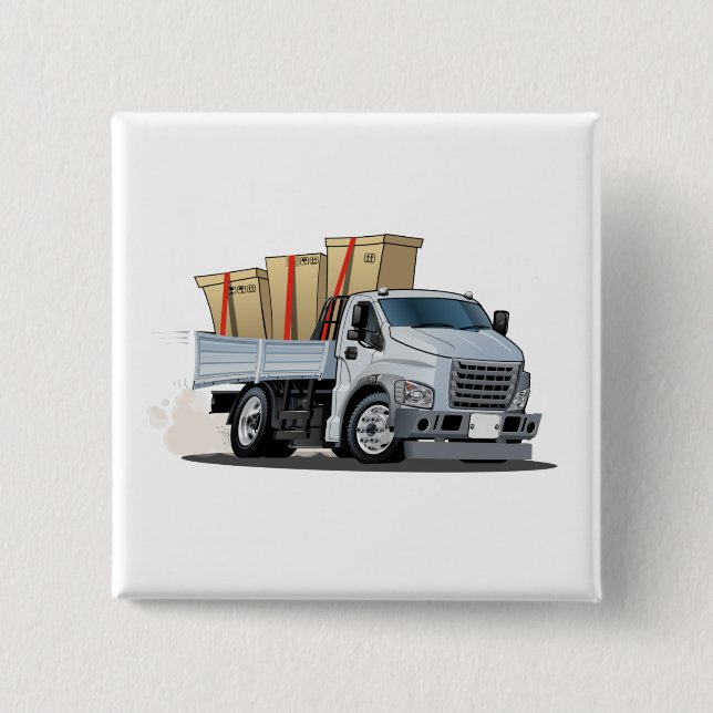 Cartoon truck 2 inch square button (Front)