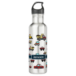 Cartoon Truck Car Crane Vehicle Name Personalized 710 Ml Water Bottle