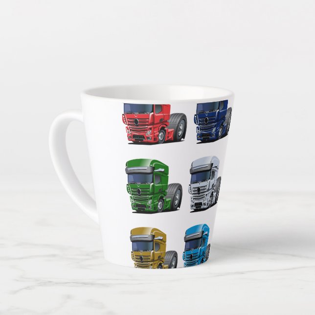 Cartoon truck latte mug (Left Angle)