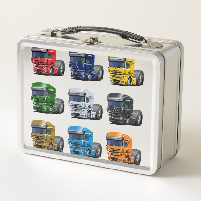 Cartoon truck metal lunch box (Front)