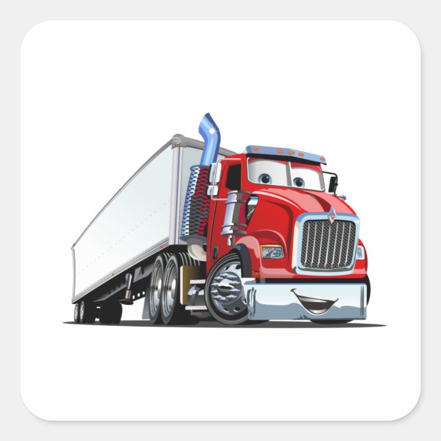 Cartoon truck square sticker (Front)