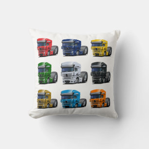 Cartoon truck throw pillow