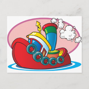 Cartoon Tugboat Postcard