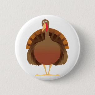 Cartoon Turkey 2 Inch Round Button