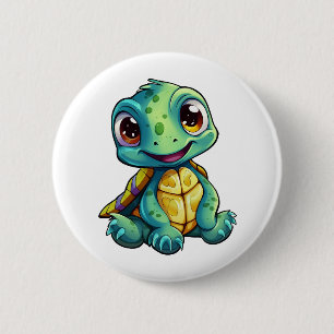 Cartoon turtle illustration 2 inch round button