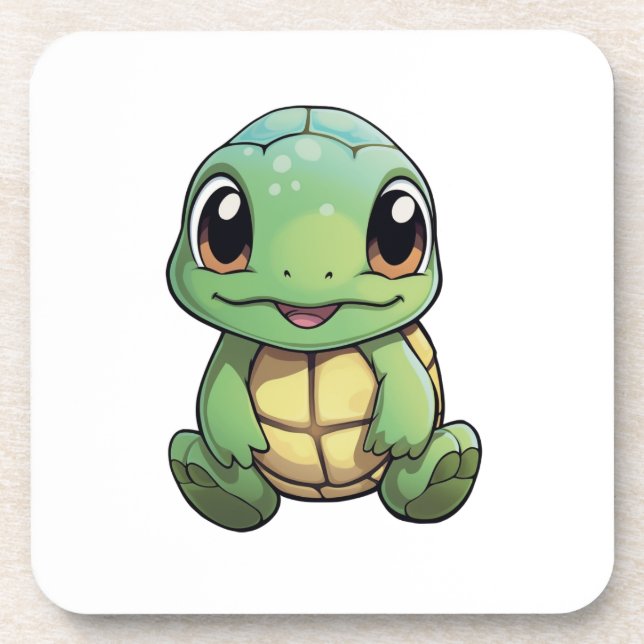 Cartoon turtle illustration coaster (Front)
