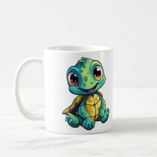 Cartoon turtle illustration coffee mug