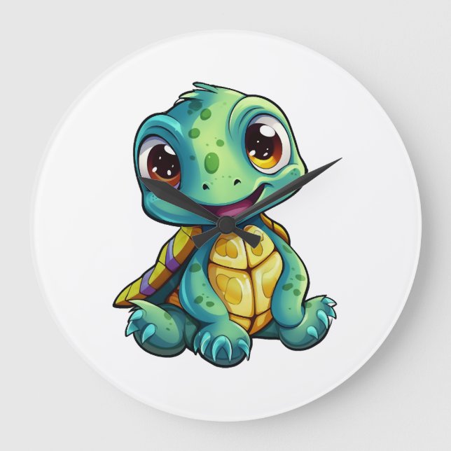 Cartoon turtle illustration Copy Copy Copy Copy Co Large Clock (Front)